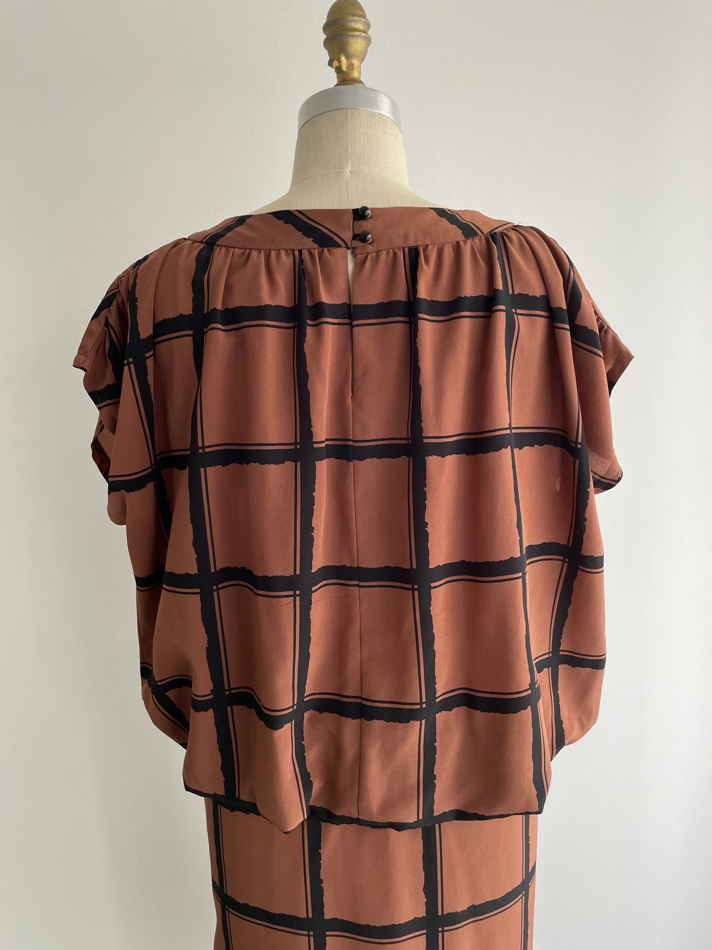 Blouson Grid Dress | 1980s