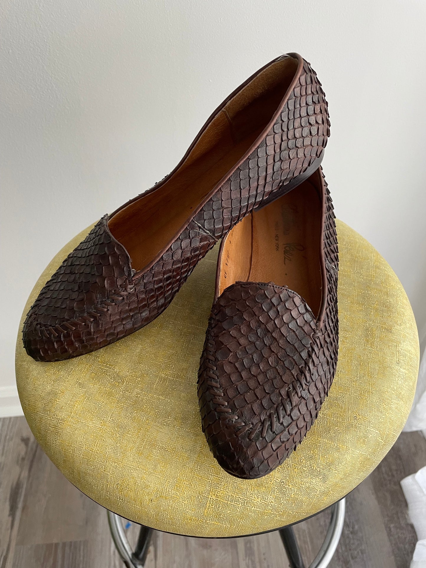 Brown Python Loafers | 1990s