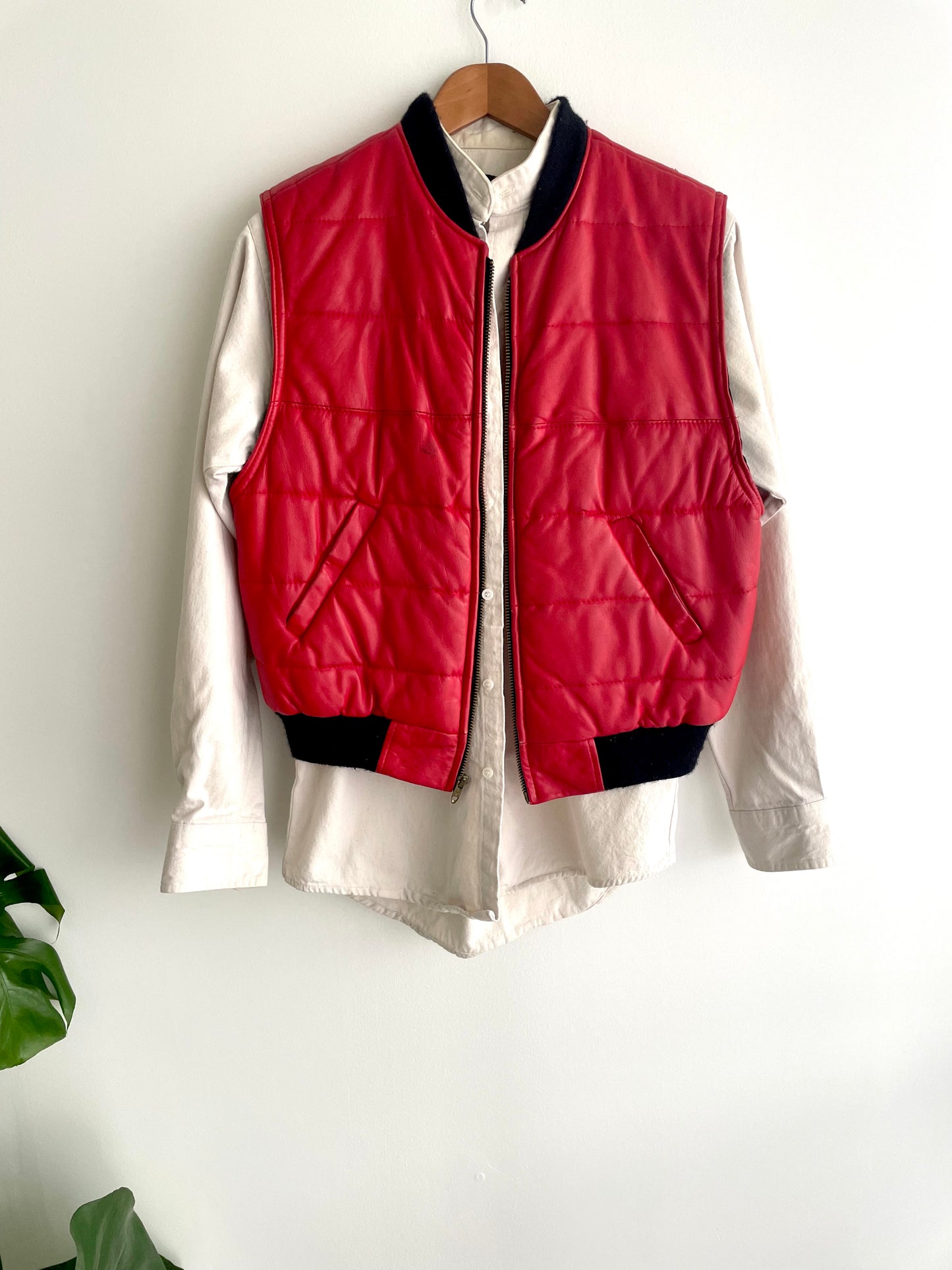 Leather Puffer Vest | 1990s