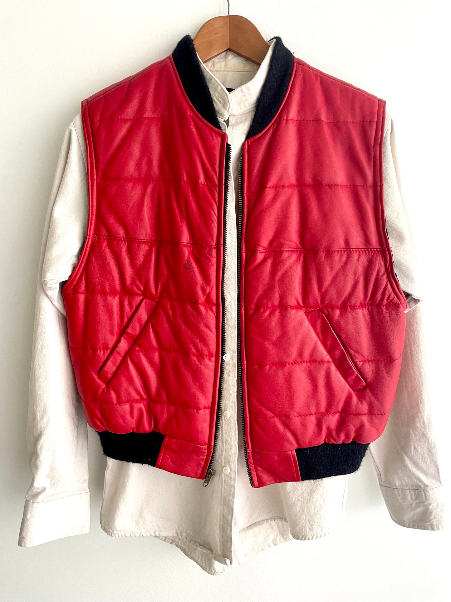 Leather Puffer Vest | 1990s