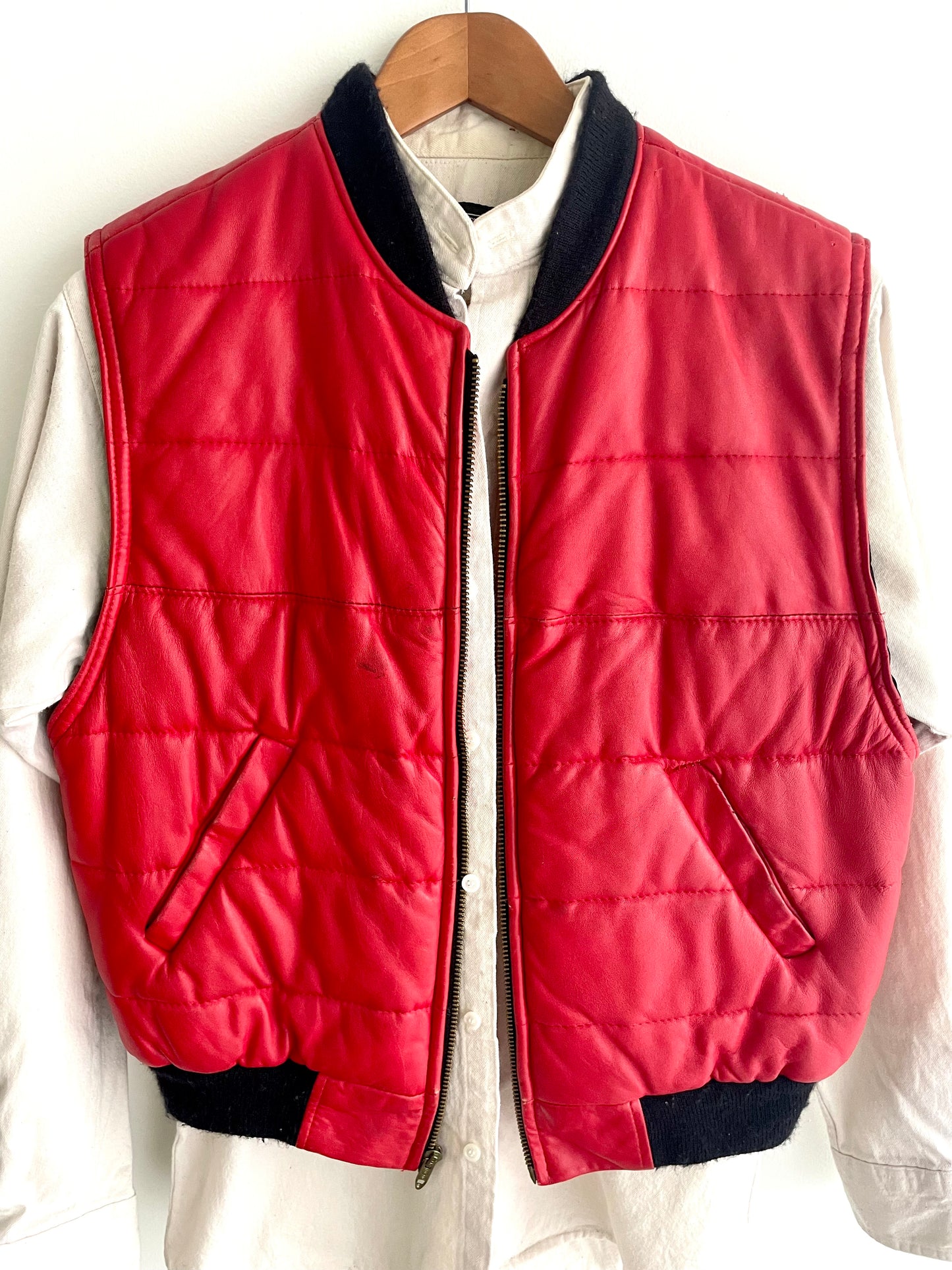 Leather Puffer Vest | 1990s