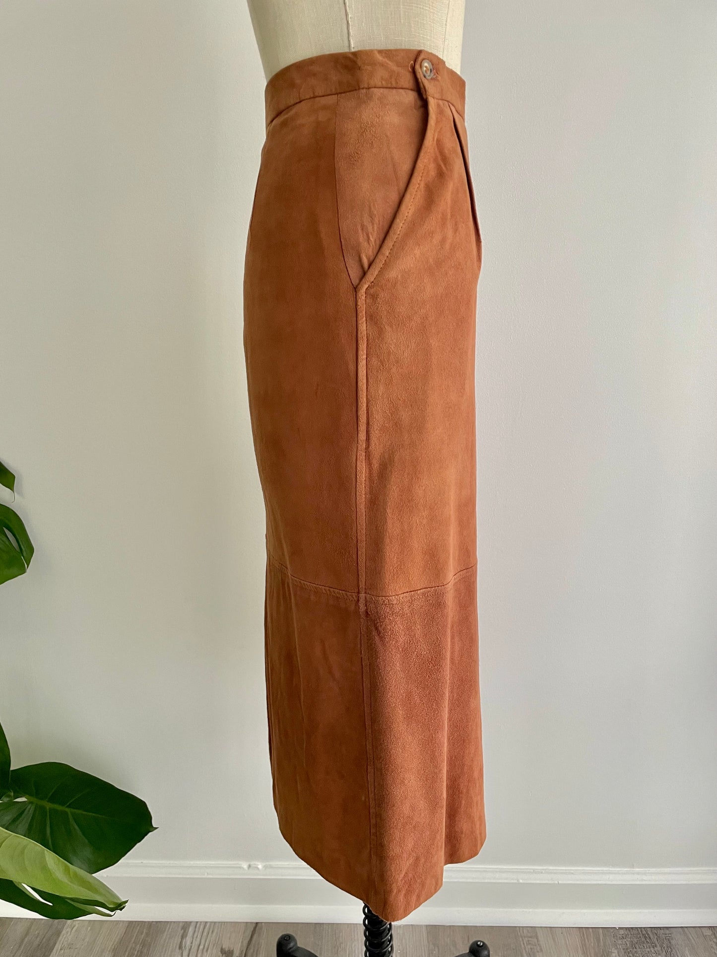 Kid Leather Midi Skirt | 1970s
